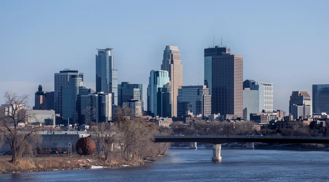 View of the Minneapolis Skyline and the Mississippi River from North Minneapolis — Minneapolis, MN