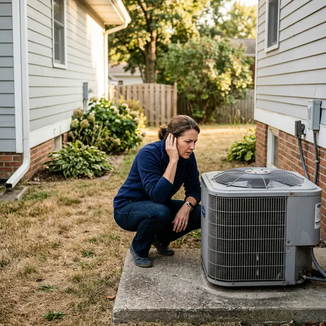 AC outdoor unit with compressor buzzing but condenser fan not spinning