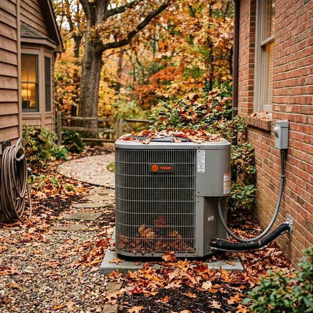 HVAC technician performing a fall furnace inspection before the first cold night of the season